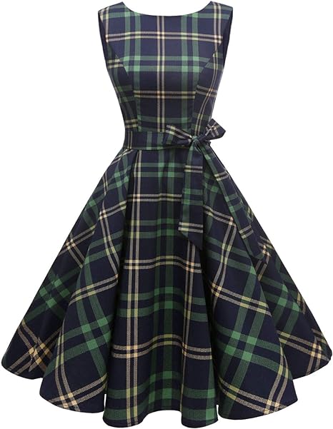 Hanpceirs Women's Boatneck Sleeveless Swing Vintage 1950s Cocktail Dress New
