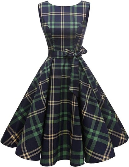 Hanpceirs Women's Boatneck Sleeveless Swing Vintage 1950s Cocktail Dress New