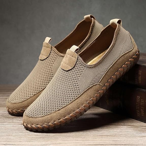 Men's Genuine Leather Loafer Shoes Slip On Soft Walking Shoes Perforated Driving Shoes
