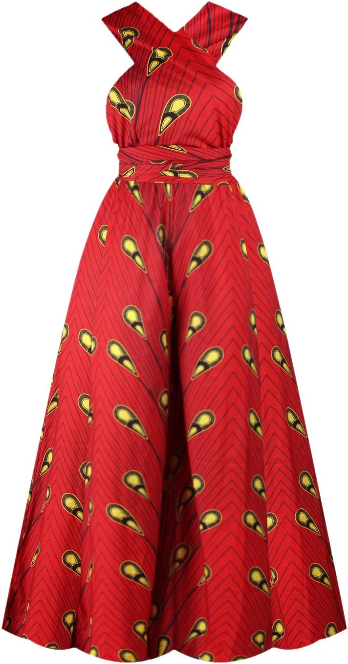 Women's African Jumpsuits Rompers V-Neck Multi-Way Wide Leg Pants