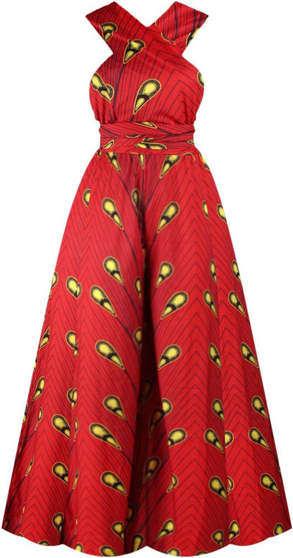 Women's African Jumpsuits Rompers V-Neck Multi-Way Wide Leg Pants