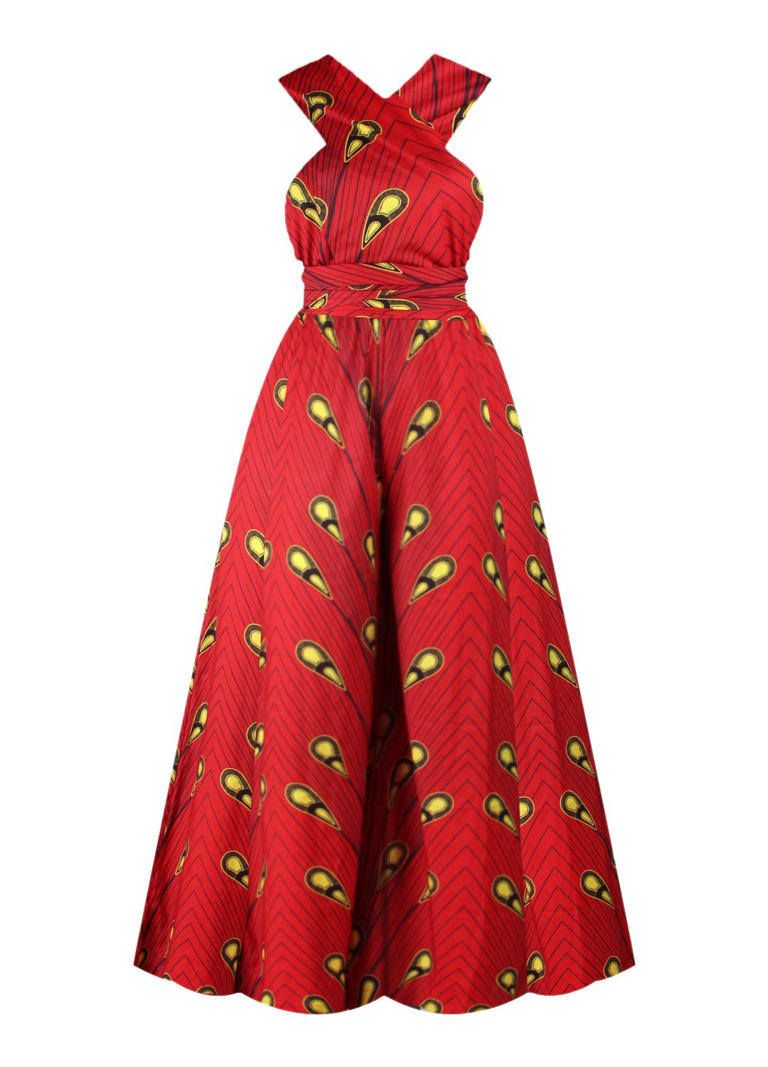 Women's African Jumpsuits Rompers V-Neck Multi-Way Wide Leg Pants