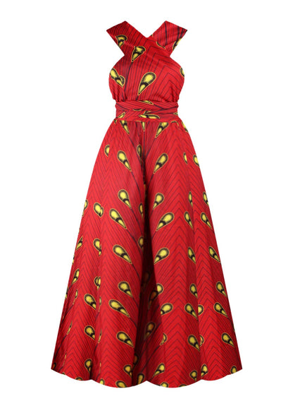 Women's African Jumpsuits Rompers V-Neck Multi-Way Wide Leg Pants