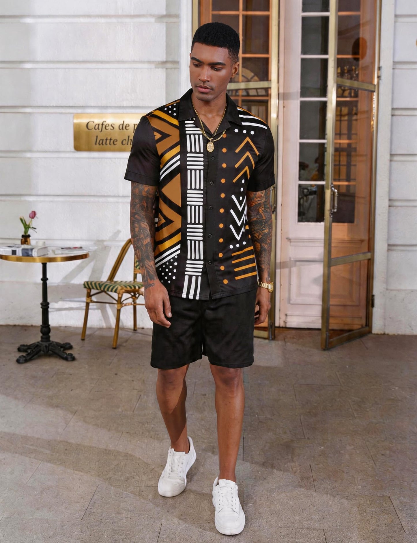 Mens African Dashiki Kente Printed Shirts Cuban Collar Short Sleeve Button Down Vintage Beach Summer Hawaiian Shirts