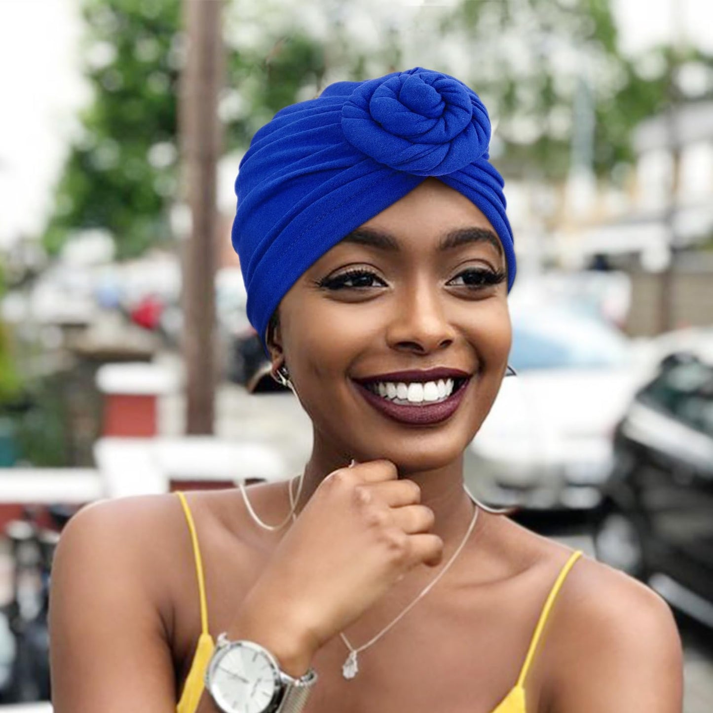 African Women Turban Caps Pre-Tied Twisted Turbans Head Scarf for Women Hair Wraps Cover Beanie Cancer Chemo Headwear
