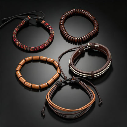 Gothic Bracelet Adjustable Punk Braided Leather Multilayer Grunge Set Bracelets Emo Metal Cuff Wrap Bangles Meaningful Gift