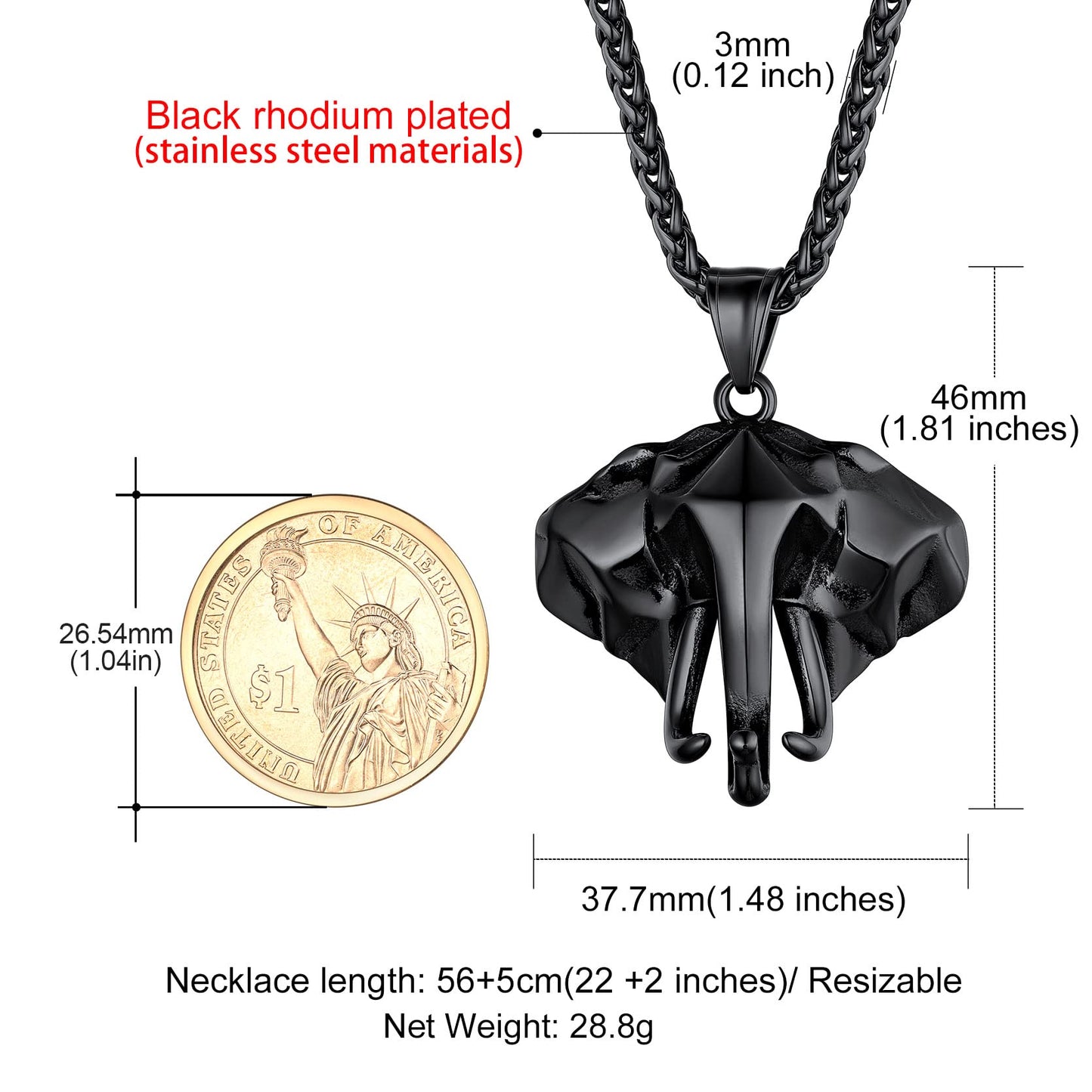 GOLDCHIC JEWELRY Africa Map Necklace for Men, Stainless Steel African Tribal/Egyptian Eye of Horus/I LOVE AFRICA/Elephant Map Hiphop Jewelry Unisex with 22'+2'Adjustable Chain
