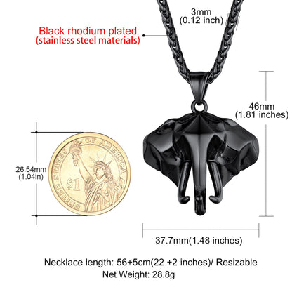 GOLDCHIC JEWELRY Africa Map Necklace for Men, Stainless Steel African Tribal/Egyptian Eye of Horus/I LOVE AFRICA/Elephant Map Hiphop Jewelry Unisex with 22'+2'Adjustable Chain