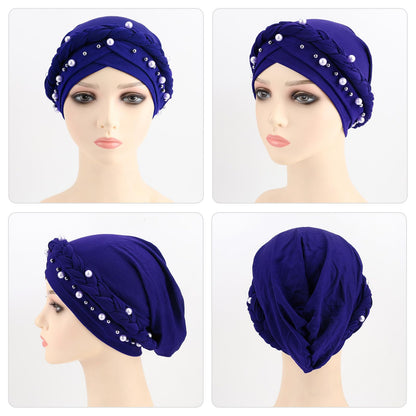 African Women Turban Caps Pre-Tied Twisted Turbans Head Scarf for Women Hair Wraps Cover Beanie Cancer Chemo Headwear