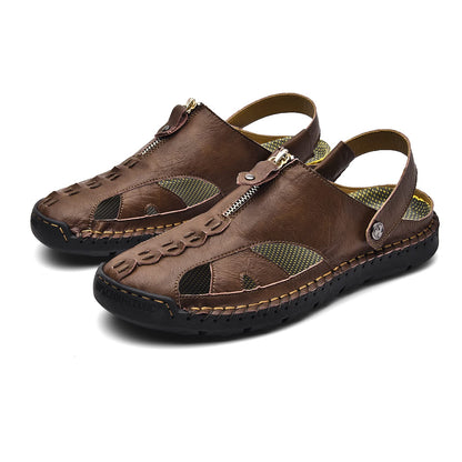 Shaire Men'S Sandals Outdoor Leather Closed Toe Beach Shoes