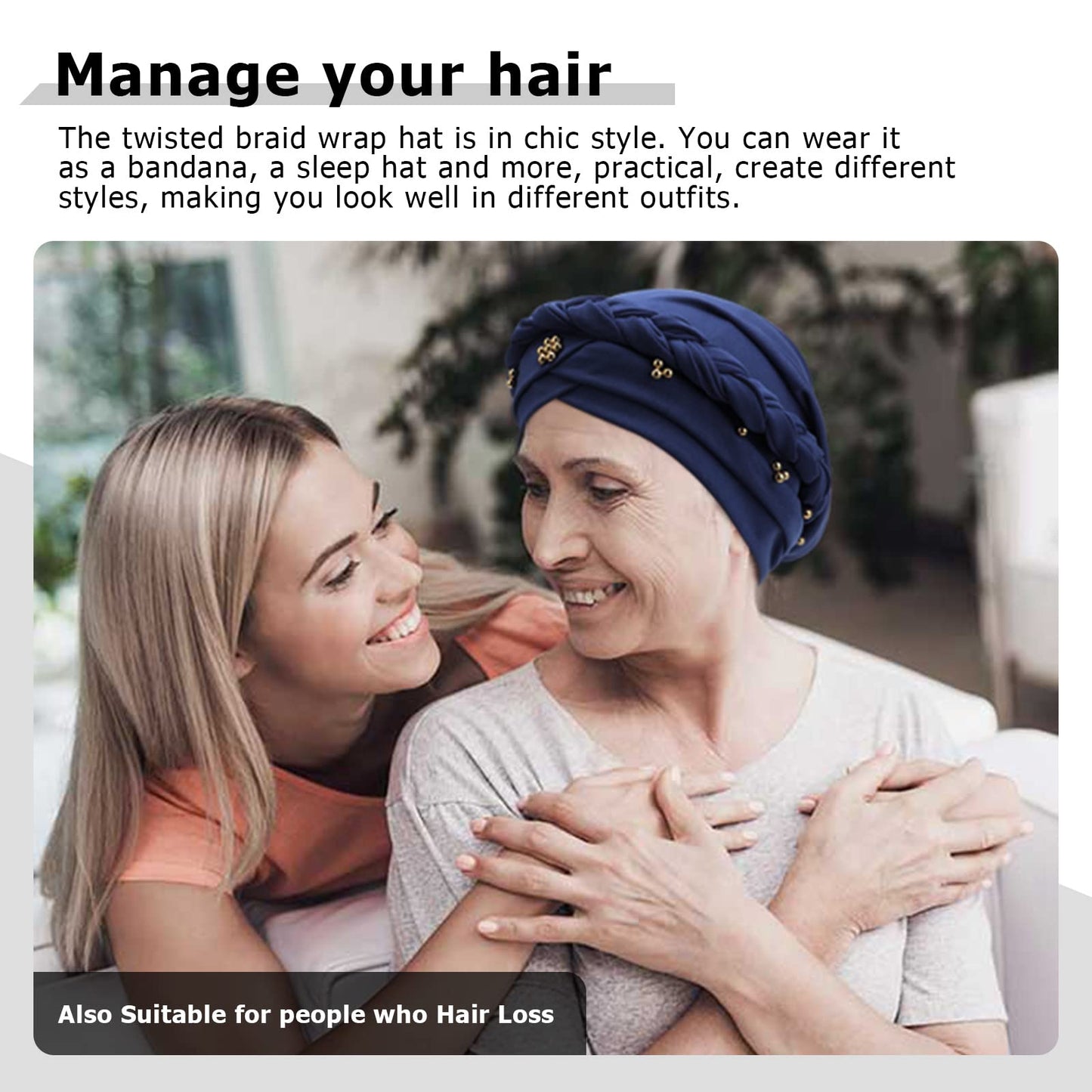 African Women Turban Caps Pre-Tied Twisted Turbans Head Scarf for Women Hair Wraps Cover Beanie Cancer Chemo Headwear