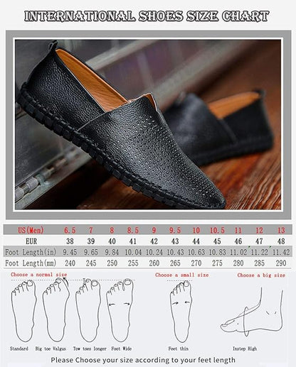 Men's Genuine Leather Loafer Shoes Slip On Soft Walking Shoes Perforated Driving Shoes