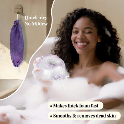 African Net Sponge Authentic-4 Packs African Exfoliating Net Sponge,Bath Sponges for Shower,42 inch Long for Normal to Sensitive Skin, for Daily use, Body Exfoliator Shower (Green,Pink,Blue,Grey)