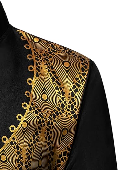 LucMatton Men's 2 Piece Outfits Long Sleeve Button Down African Dashiki Shirts and Pants Set Traditional Ethnic Suits