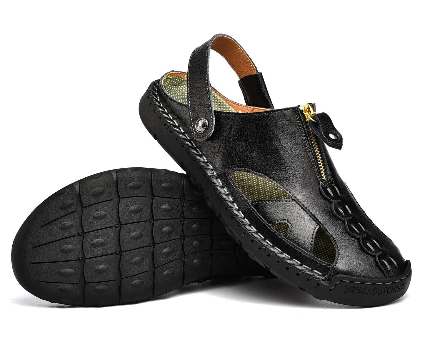 Shaire Men'S Sandals Outdoor Leather Closed Toe Beach Shoes