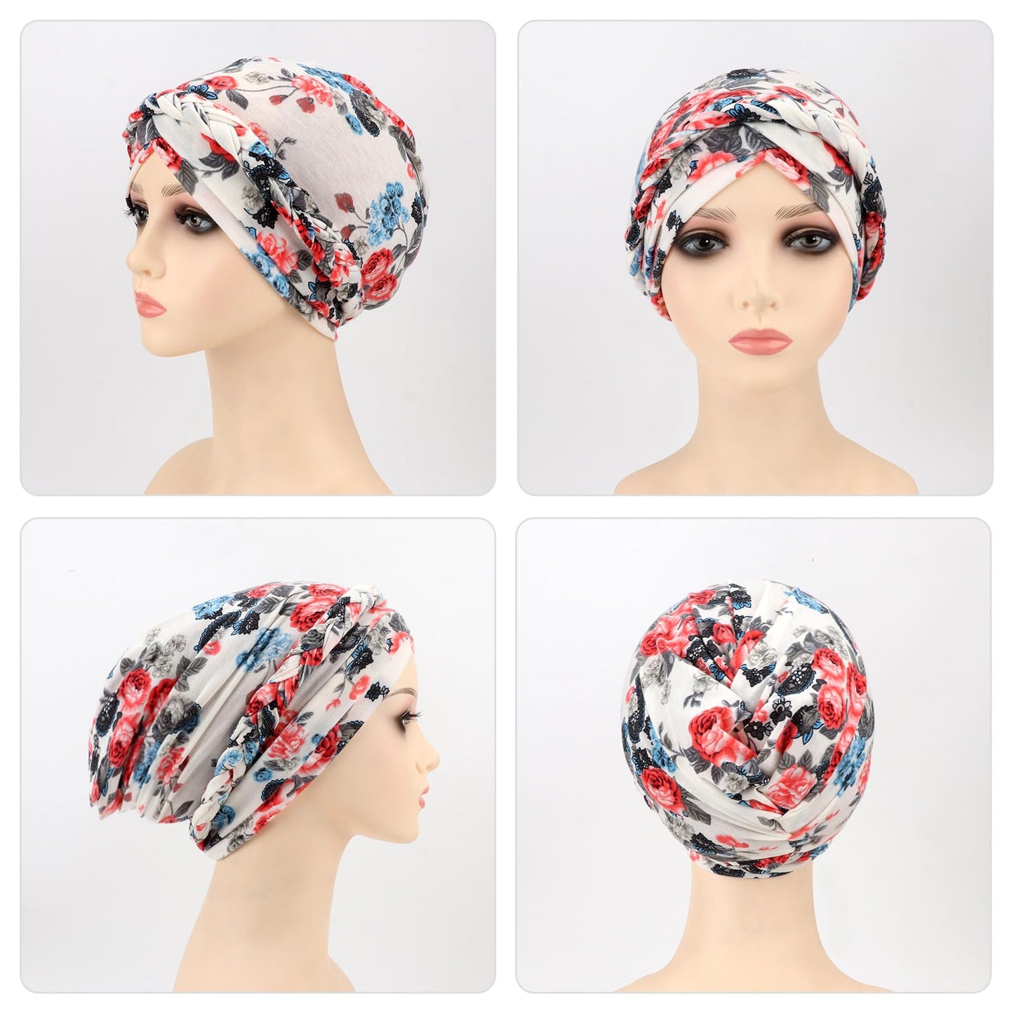 African Women Turban Caps Pre-Tied Twisted Turbans Head Scarf for Women Hair Wraps Cover Beanie Cancer Chemo Headwear