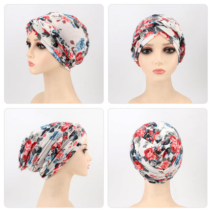 African Women Turban Caps Pre-Tied Twisted Turbans Head Scarf for Women Hair Wraps Cover Beanie Cancer Chemo Headwear