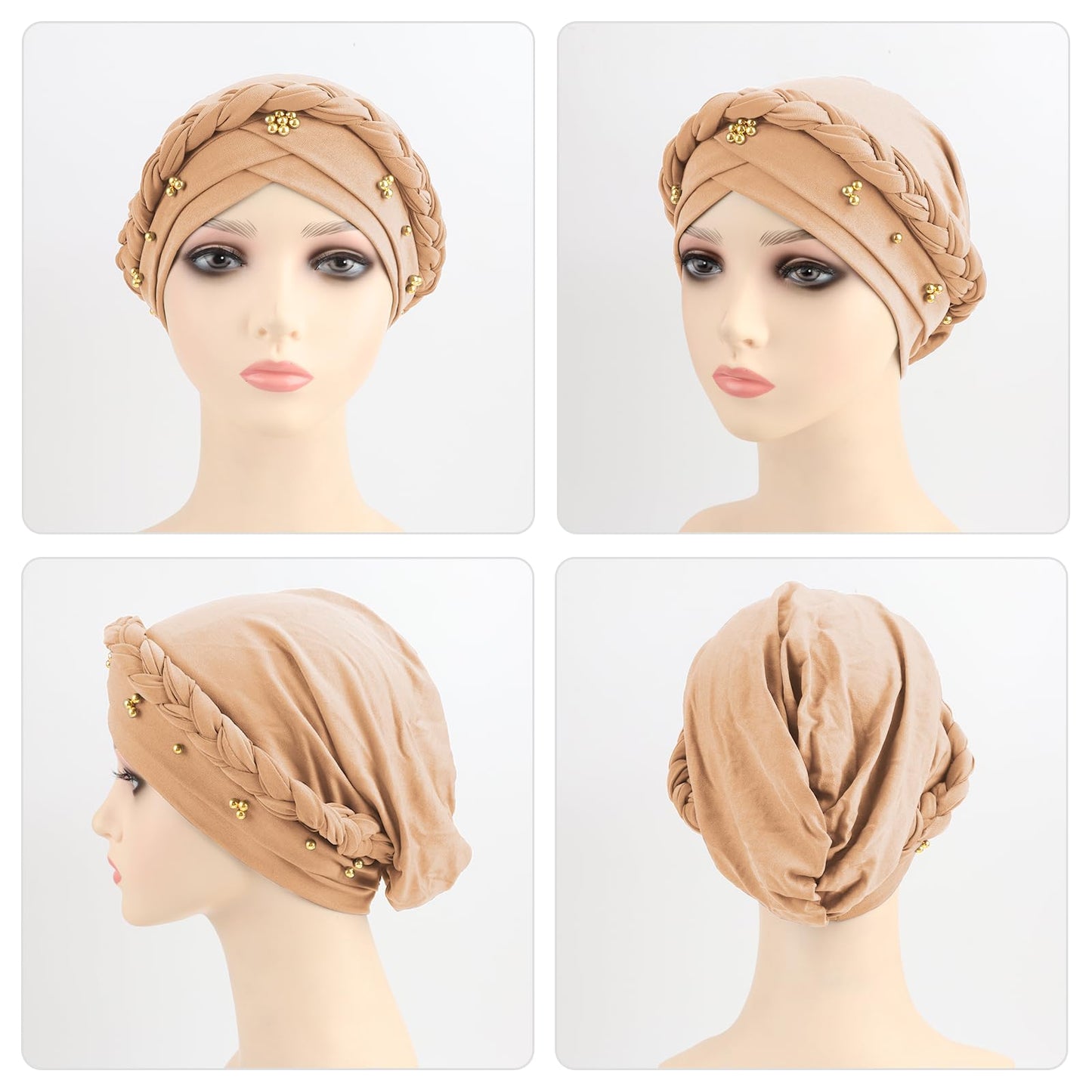 African Women Turban Caps Pre-Tied Twisted Turbans Head Scarf for Women Hair Wraps Cover Beanie Cancer Chemo Headwear