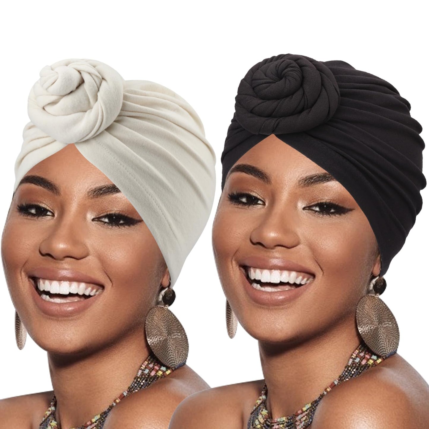 African Women Turban Caps Pre-Tied Twisted Turbans Head Scarf for Women Hair Wraps Cover Beanie Cancer Chemo Headwear