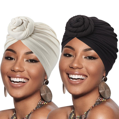 African Women Turban Caps Pre-Tied Twisted Turbans Head Scarf for Women Hair Wraps Cover Beanie Cancer Chemo Headwear