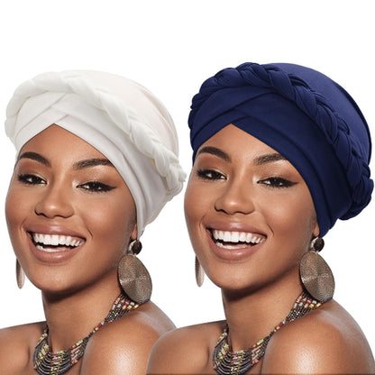 African Women Turban Caps Pre-Tied Twisted Turbans Head Scarf for Women Hair Wraps Cover Beanie Cancer Chemo Headwear