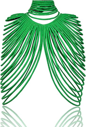 African Necklace for Women, Ankara Multi-Strand Fabric Shawl-Style Statement Necklace, Handmade Tribal African Jewelry for Party, Festival & Wedding