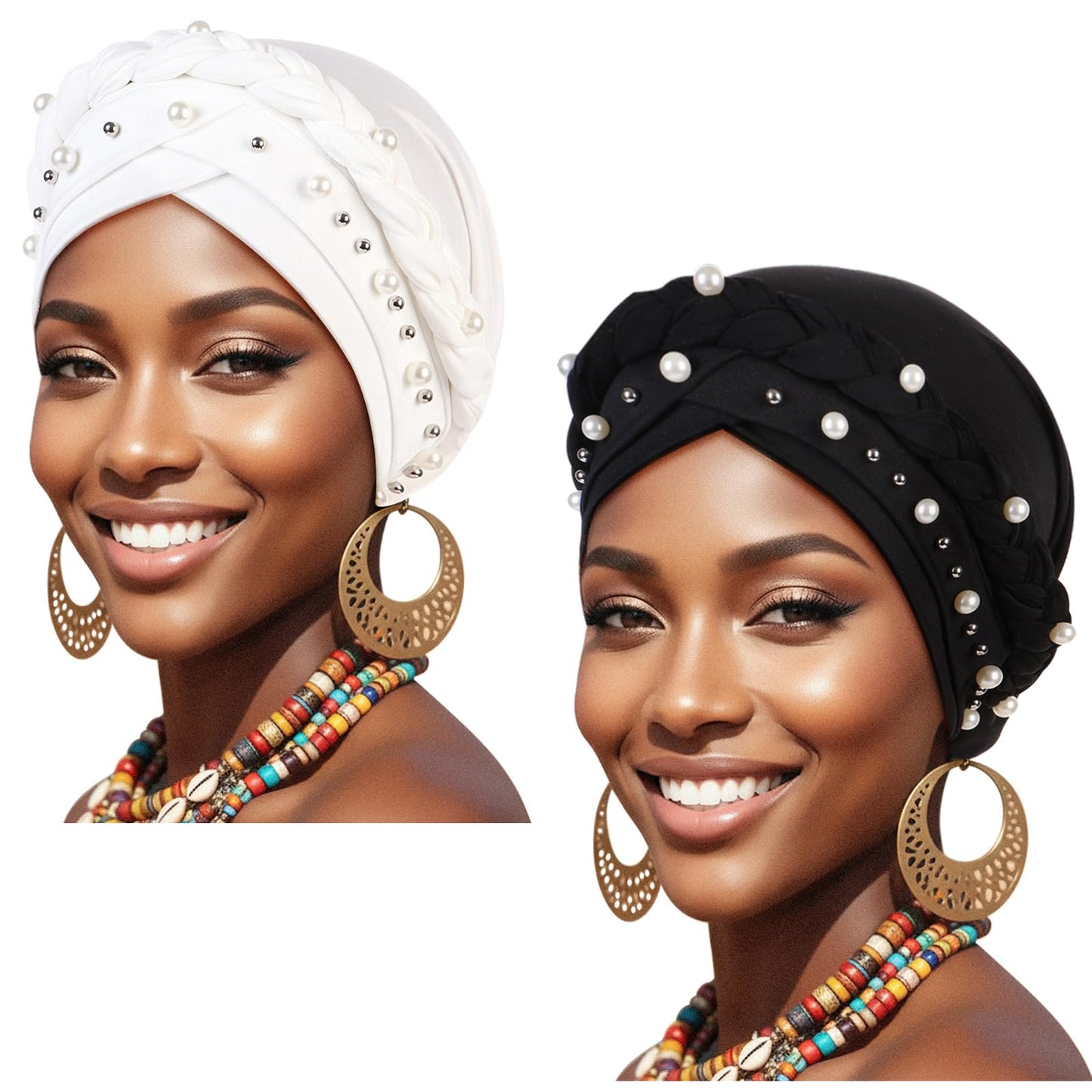 African Women Turban Caps Pre-Tied Twisted Turbans Head Scarf for Women Hair Wraps Cover Beanie Cancer Chemo Headwear