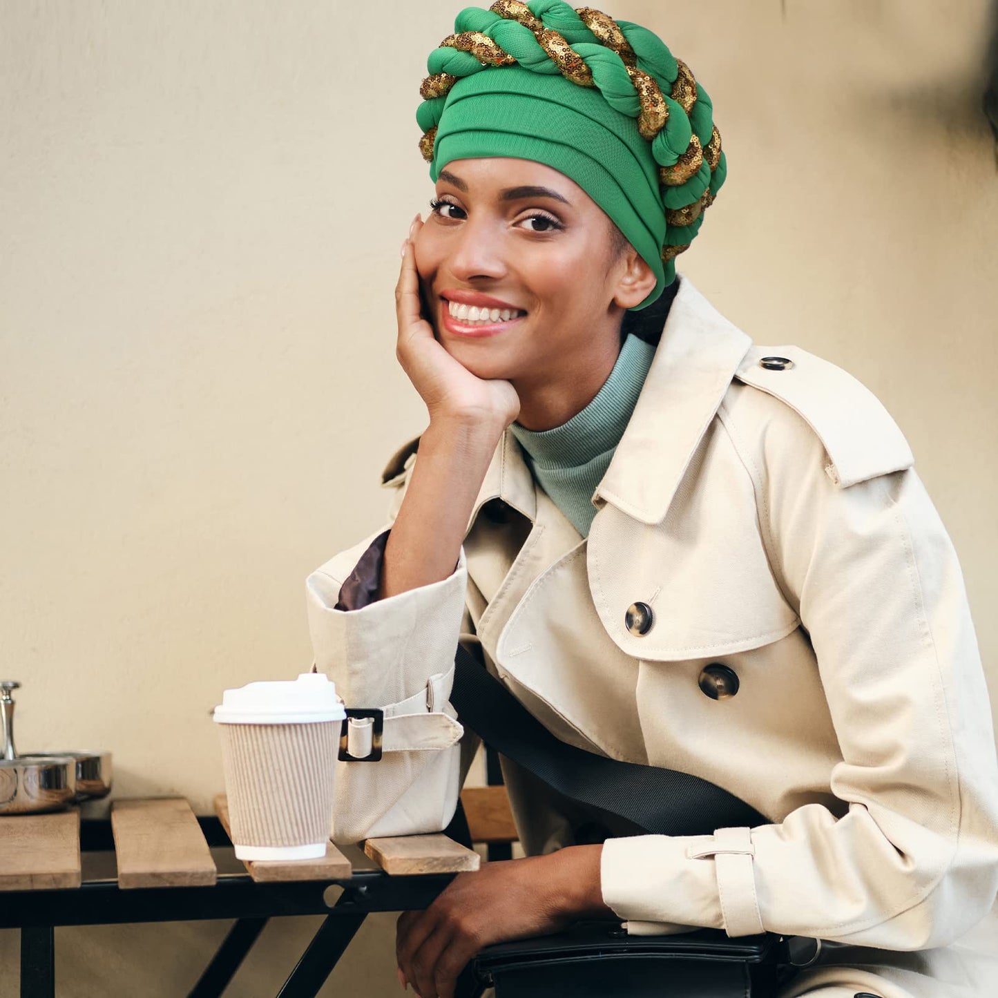 4 Pcs African Turban Head Wrap for Black Women Braid Beanie Stretchy Elastic Turban Hair Wrap