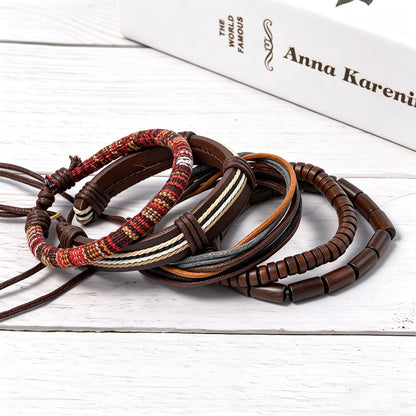 Gothic Bracelet Adjustable Punk Braided Leather Multilayer Grunge Set Bracelets Emo Metal Cuff Wrap Bangles Meaningful Gift