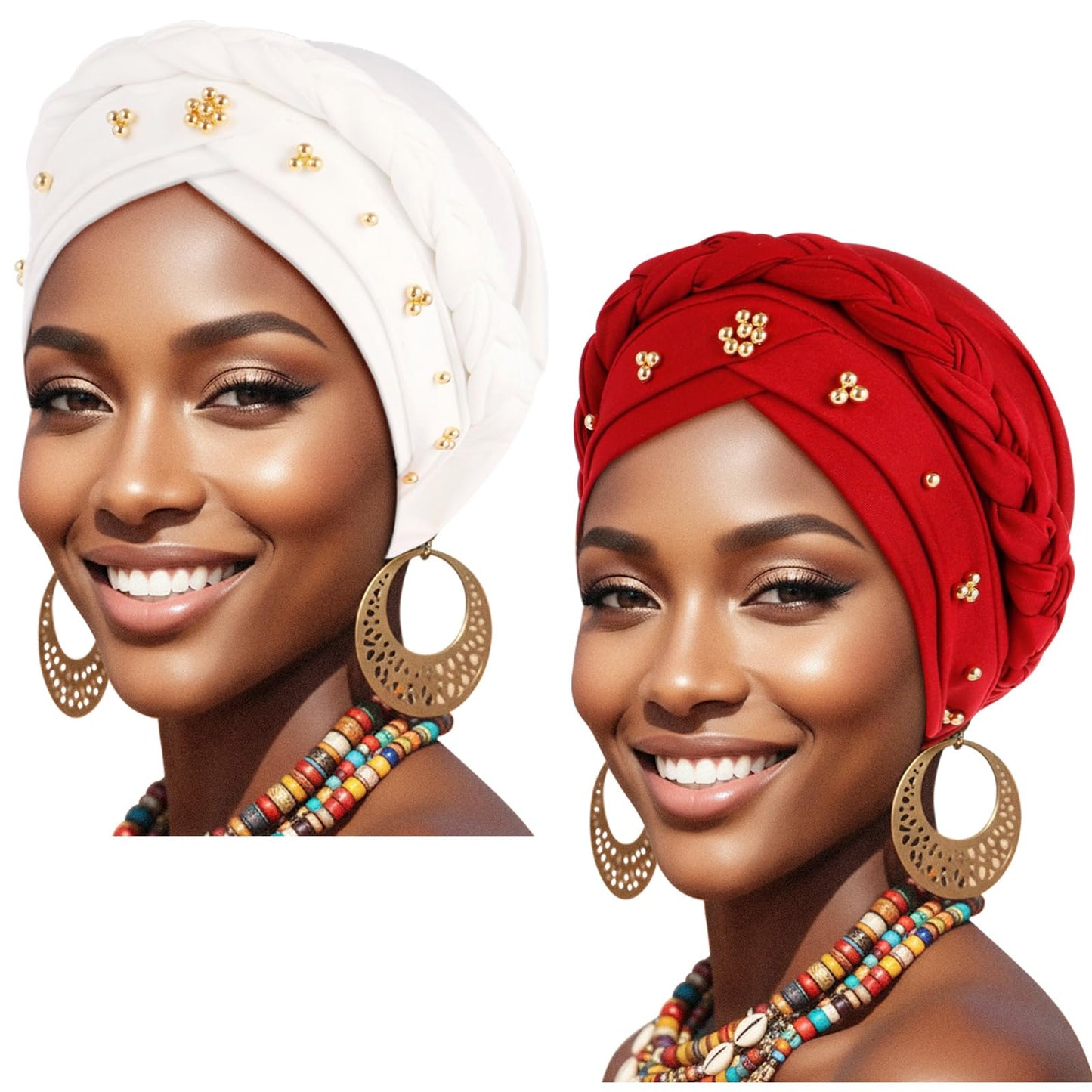 African Women Turban Caps Pre-Tied Twisted Turbans Head Scarf for Women Hair Wraps Cover Beanie Cancer Chemo Headwear