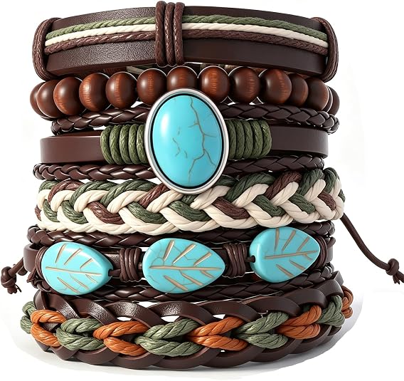 Gothic Bracelet Adjustable Punk Braided Leather Multilayer Grunge Set Bracelets Emo Metal Cuff Wrap Bangles Meaningful Gift