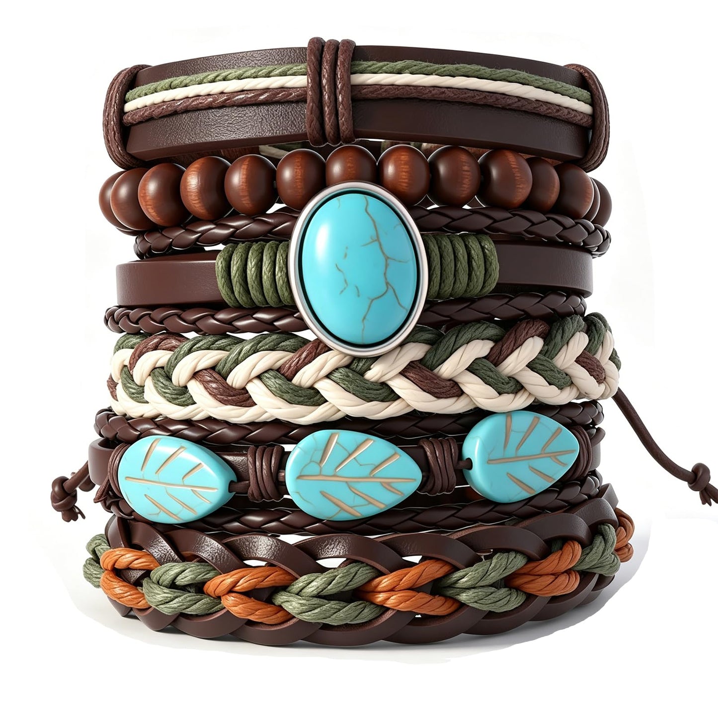 Gothic Bracelet Adjustable Punk Braided Leather Multilayer Grunge Set Bracelets Emo Metal Cuff Wrap Bangles Meaningful Gift