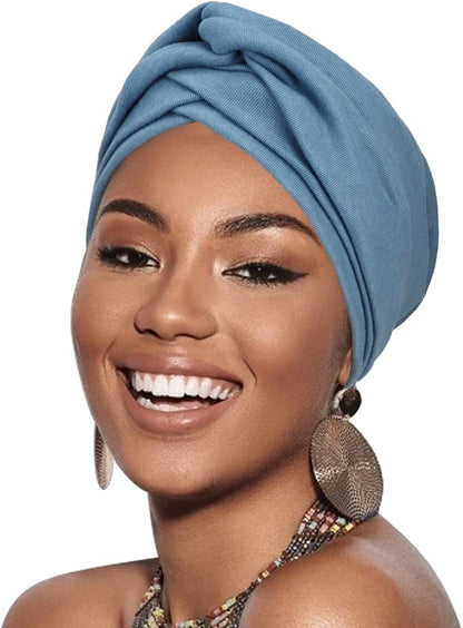 African Women Turban Caps Beanie Twist Headscarf Pre-Tied Double Twisted Braid Hair Cover Wrap Hat Chemo Cancer Cap
