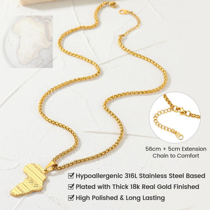 GOLDCHIC JEWELRY Africa Map Necklace for Men, Stainless Steel African Tribal/Egyptian Eye of Horus/I LOVE AFRICA/Elephant Map Hiphop Jewelry Unisex with 22'+2'Adjustable Chain