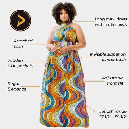 D'IYANU | Ronke African Print Dress for Women – Elegant African Attire – Ankara & Kente Dress in Regular & Plus Sizes