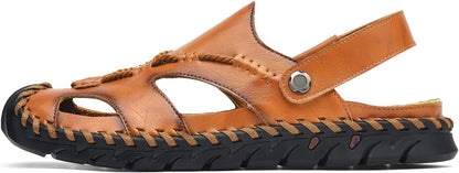 Shaire Men'S Sandals Outdoor Leather Closed Toe Beach Shoes