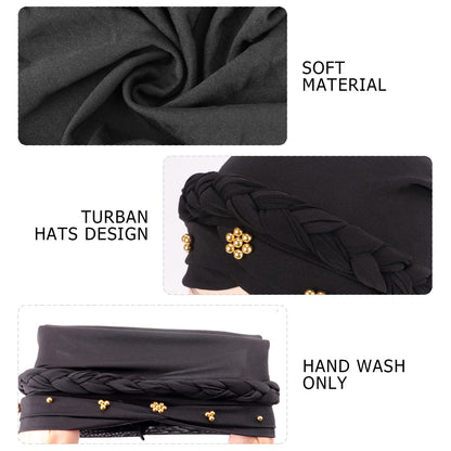 African Women Turban Caps Pre-Tied Twisted Turbans Head Scarf for Women Hair Wraps Cover Beanie Cancer Chemo Headwear