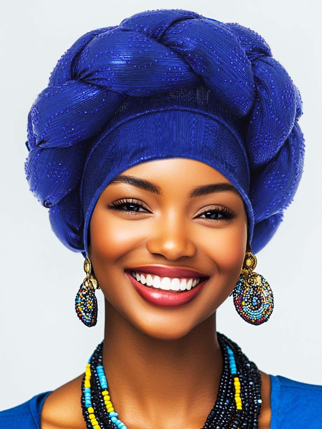 Woeoe African Headwrap Gold Braided Turbans for Women