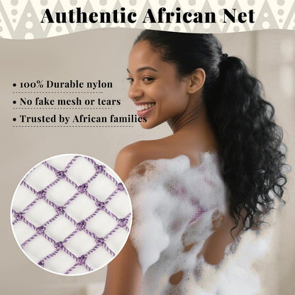 African Net Sponge Authentic-4 Packs African Exfoliating Net Sponge,Bath Sponges for Shower,42 inch Long for Normal to Sensitive Skin, for Daily use, Body Exfoliator Shower (Green,Pink,Blue,Grey)