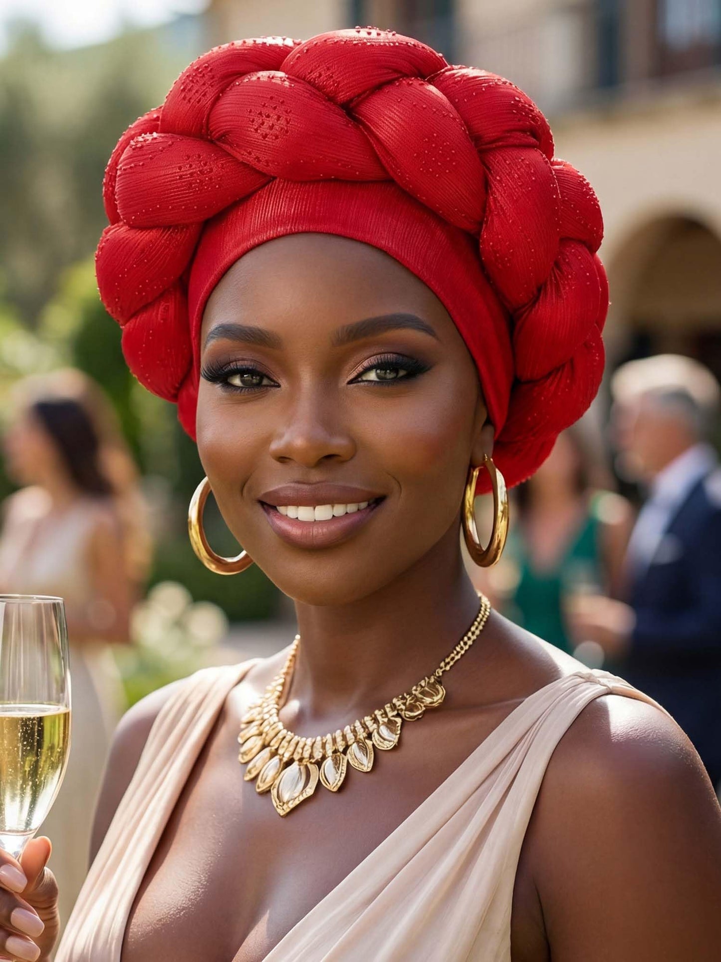 Woeoe African Headwrap Gold Braided Turbans for Women