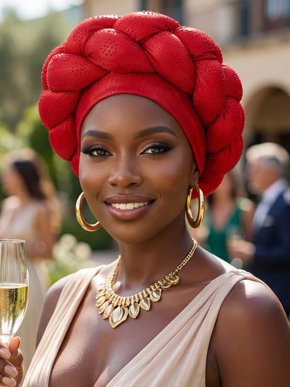Woeoe African Headwrap Gold Braided Turbans for Women