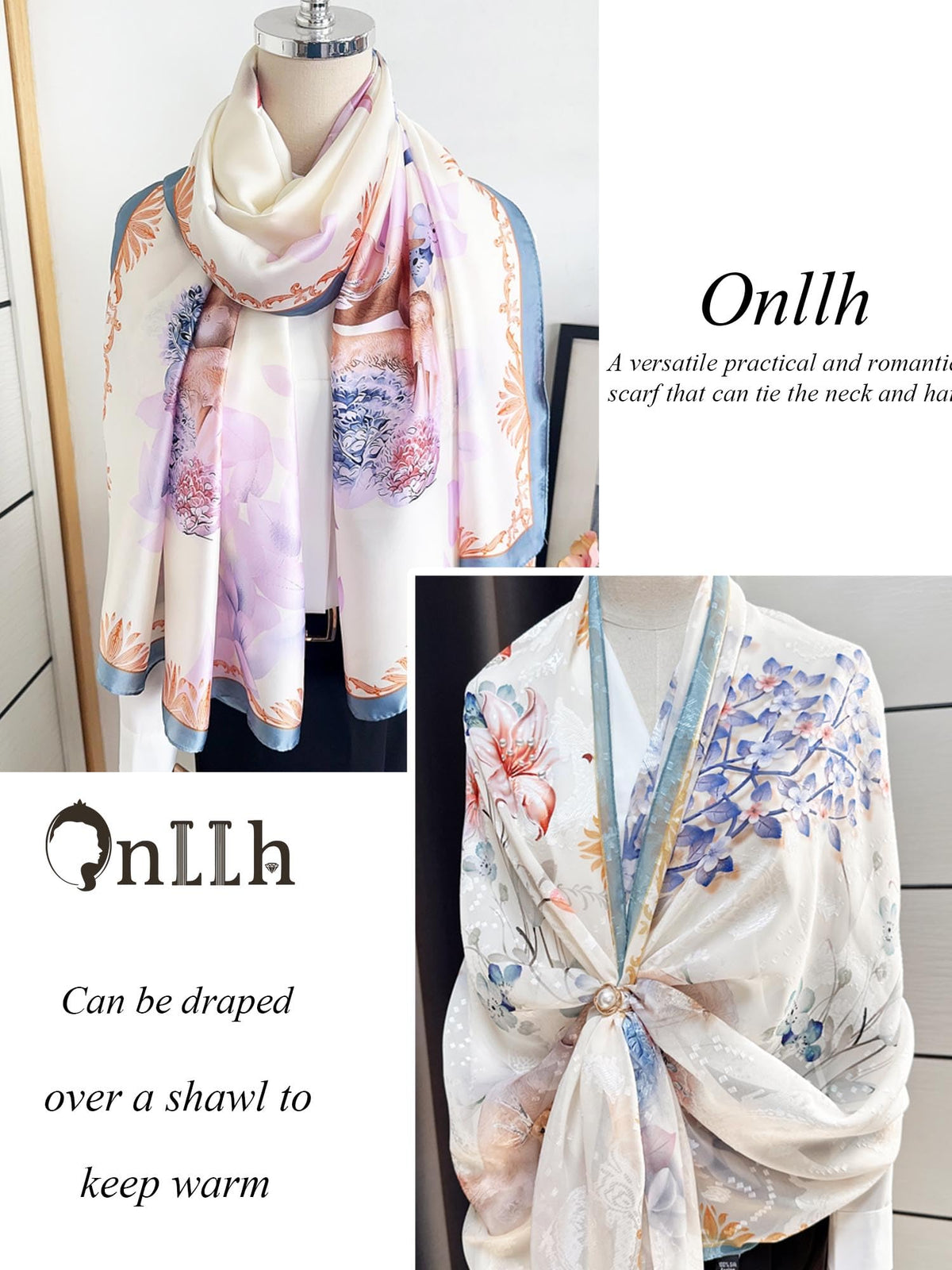 Large Shawl Scarf For Women Lightweight Wraps Silky Headscarf Long Sunscreen Scarfs