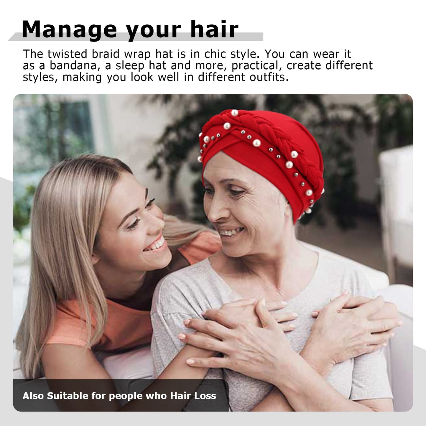 African Women Turban Caps Pre-Tied Twisted Turbans Head Scarf for Women Hair Wraps Cover Beanie Cancer Chemo Headwear