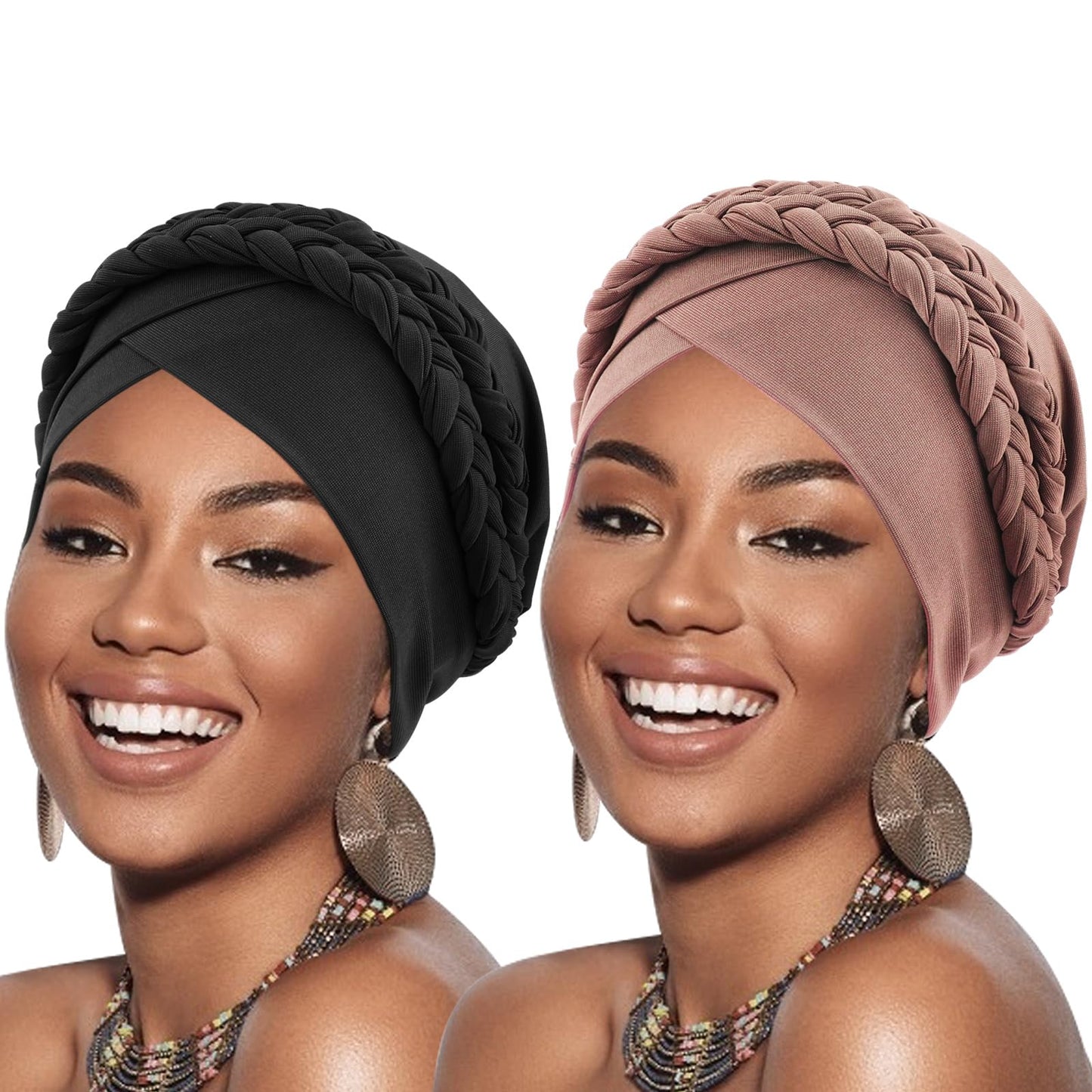 African Women Turban Caps Pre-Tied Twisted Turbans Head Scarf for Women Hair Wraps Cover Beanie Cancer Chemo Headwear