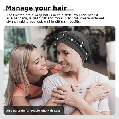 African Women Turban Caps Pre-Tied Twisted Turbans Head Scarf for Women Hair Wraps Cover Beanie Cancer Chemo Headwear