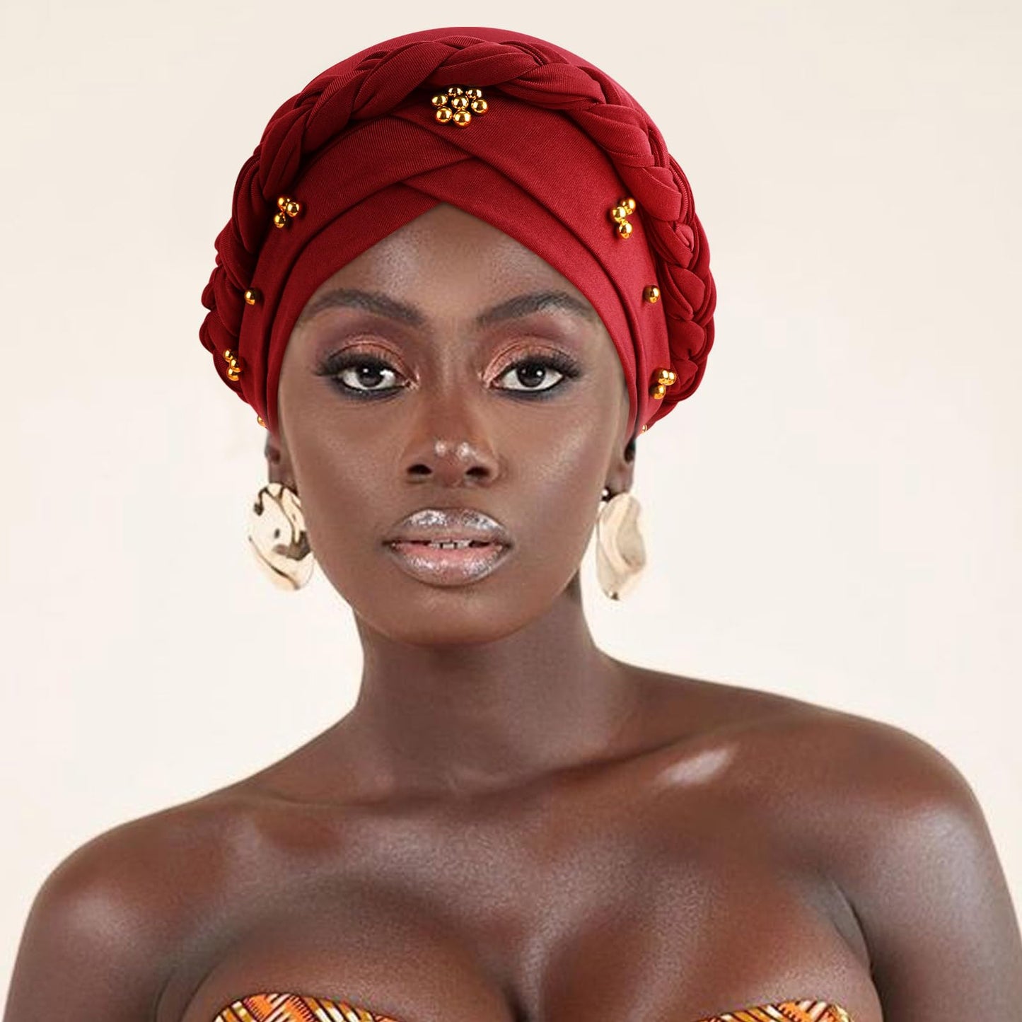 African Women Turban Caps Pre-Tied Twisted Turbans Head Scarf for Women Hair Wraps Cover Beanie Cancer Chemo Headwear