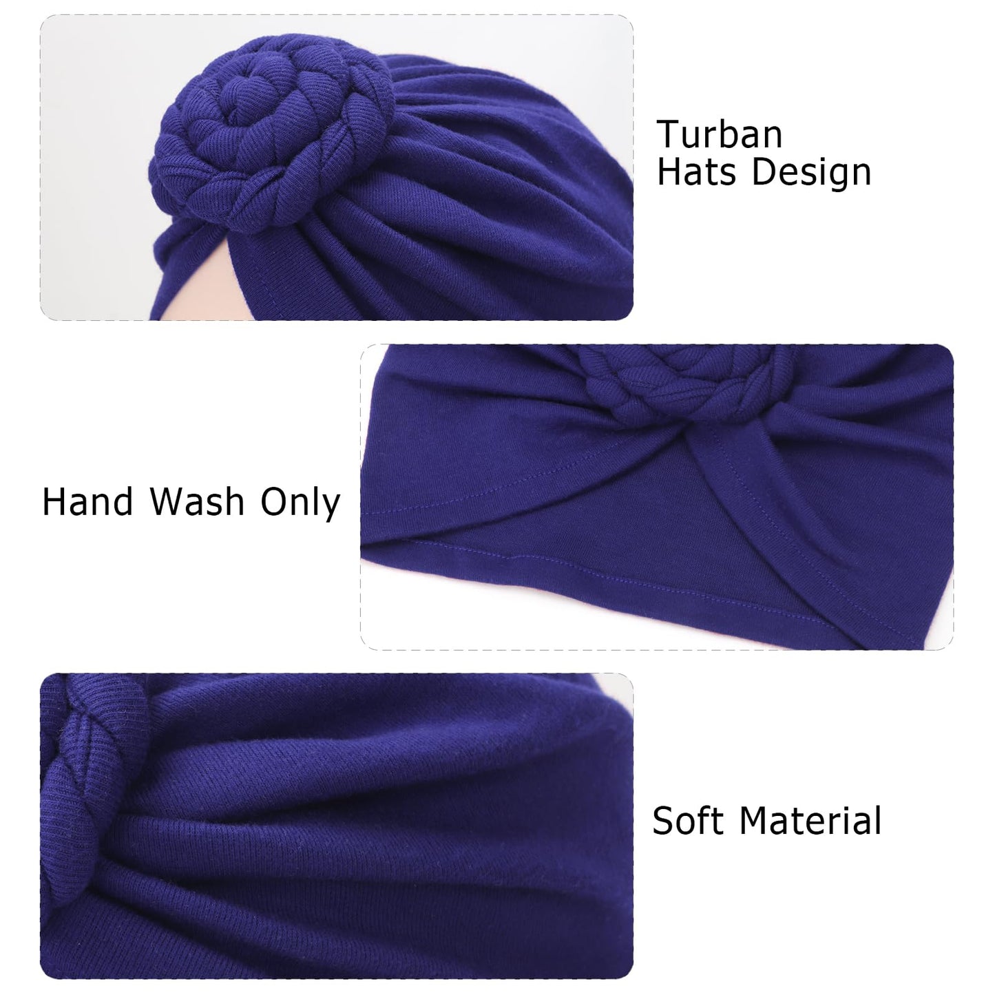 DRESHOW 5 Pack Knotted Headwraps for Women African Turban Pre-Knotted Beanie Headwraps Hair Covers