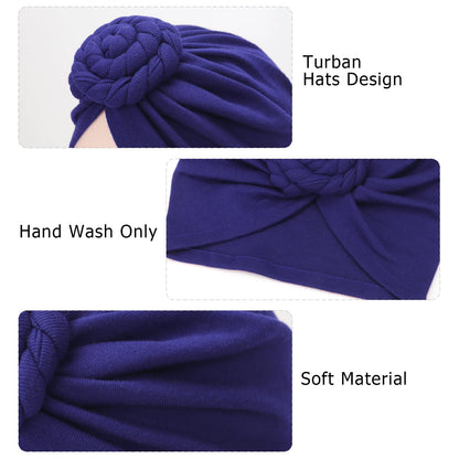 DRESHOW 5 Pack Knotted Headwraps for Women African Turban Pre-Knotted Beanie Headwraps Hair Covers