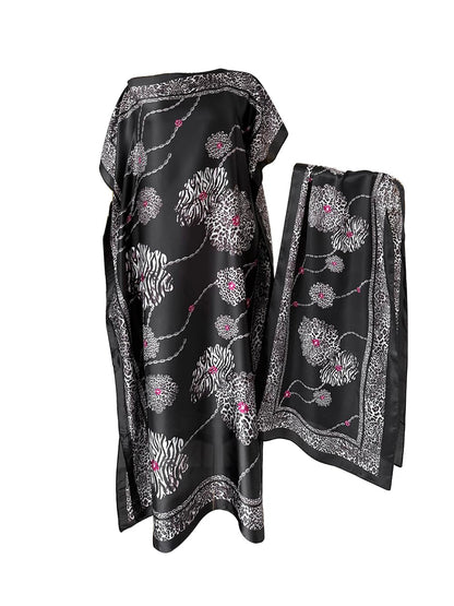Moo Moos for Women Kaftan Dresses+Scarf for Women Plus Size Bathing Suit Cover up Caftan Maxi Beach Dresses