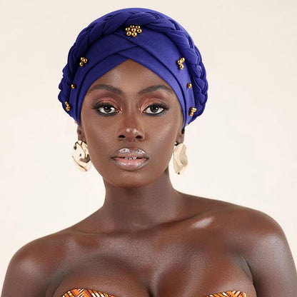 African Women Turban Caps Pre-Tied Twisted Turbans Head Scarf for Women Hair Wraps Cover Beanie Cancer Chemo Headwear